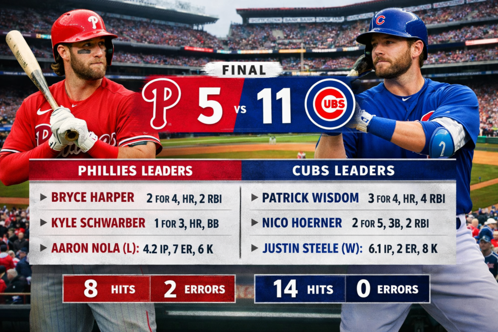 phillies vs chicago cubs match player stats​
